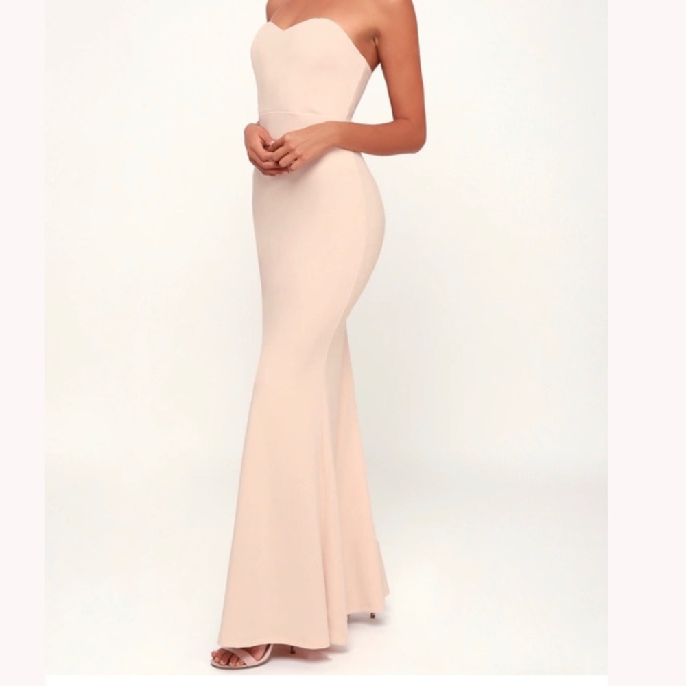 Lulus Blush Strapless Maxi Dress